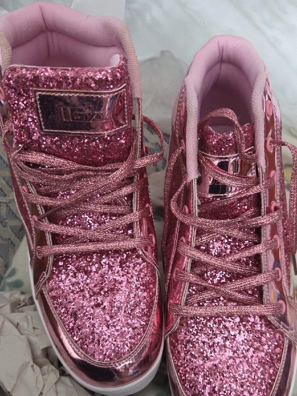 Pink Glitter High-Top Sneakers